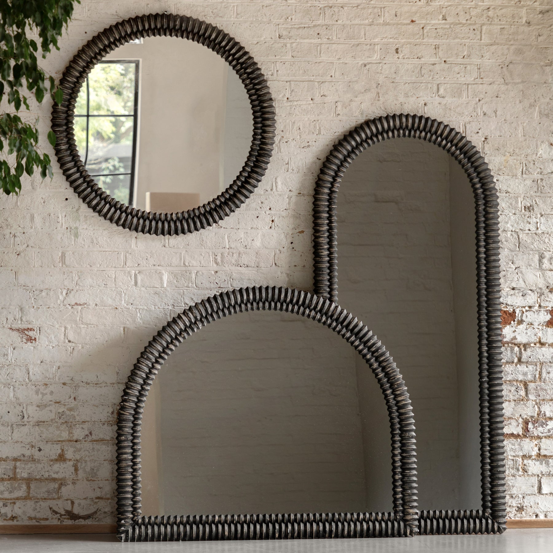 Pimlico 77cm x 170cm Arch Leaner Mirror Black Wash