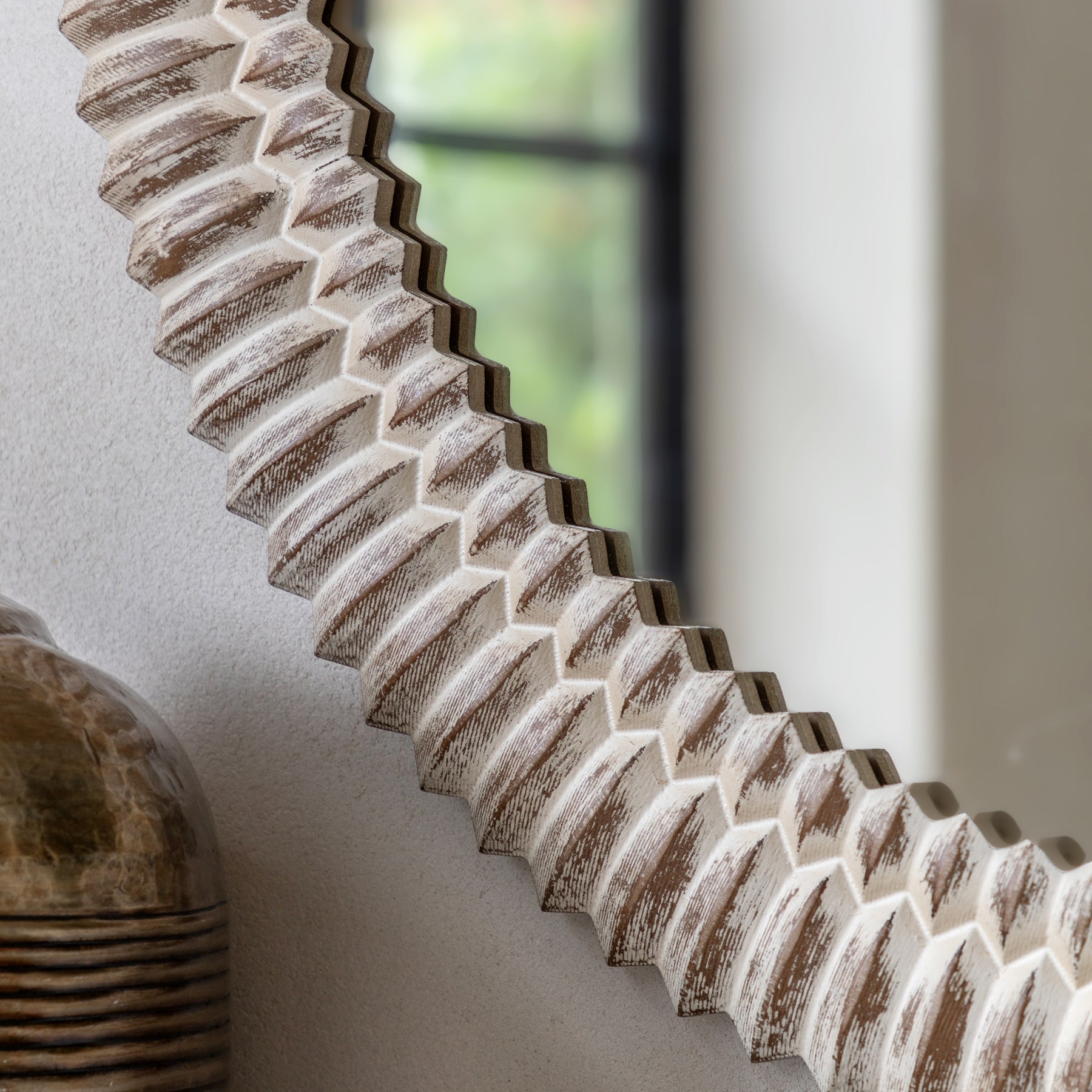 Pimlico 90cm x 90cm Round Mirror White Wash