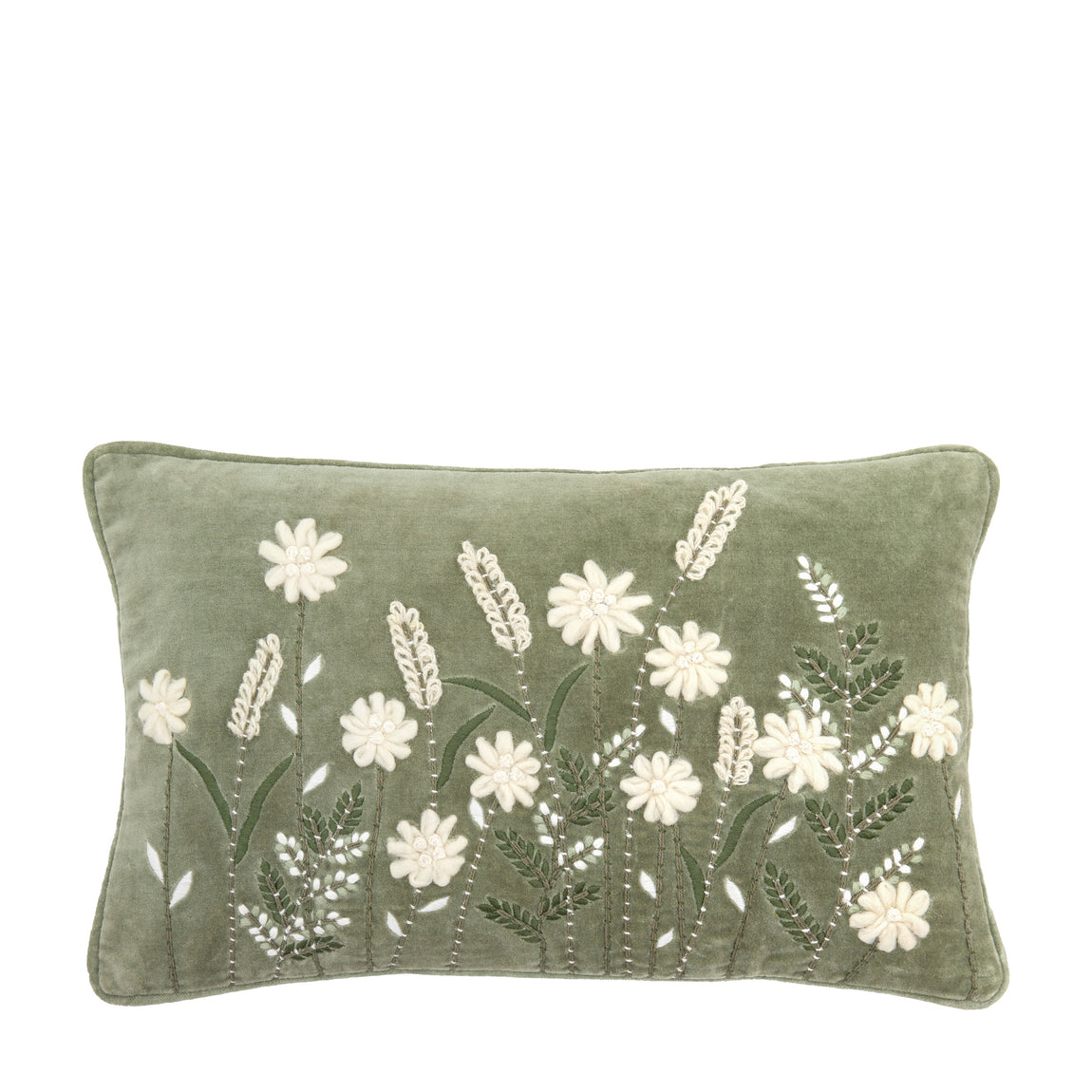 Ennerdale Velvet Floral 40cm x 60cm Filled Boudoir Natural