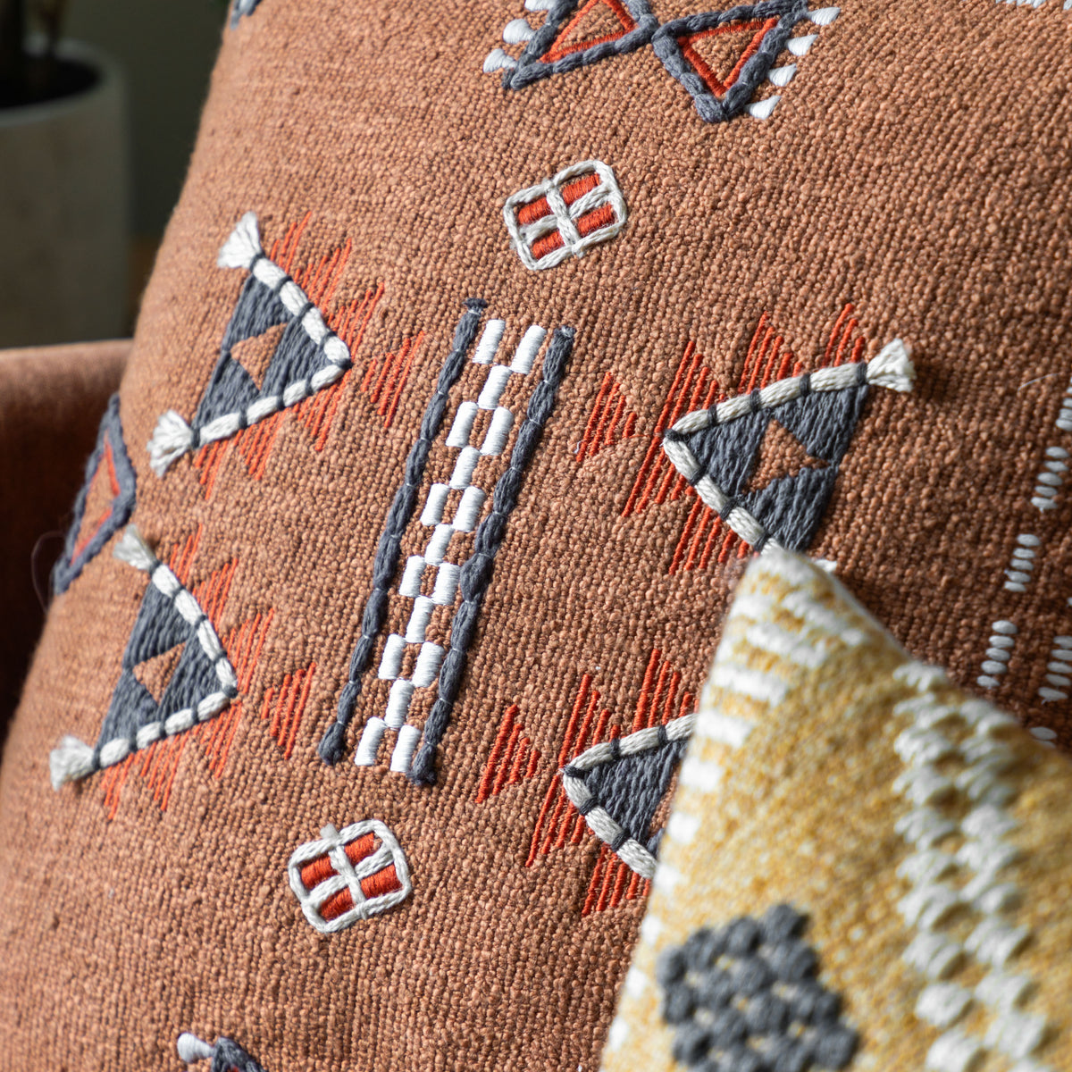Arlo Embellished 50cm x 50cm Feather Filled Cushion Brown