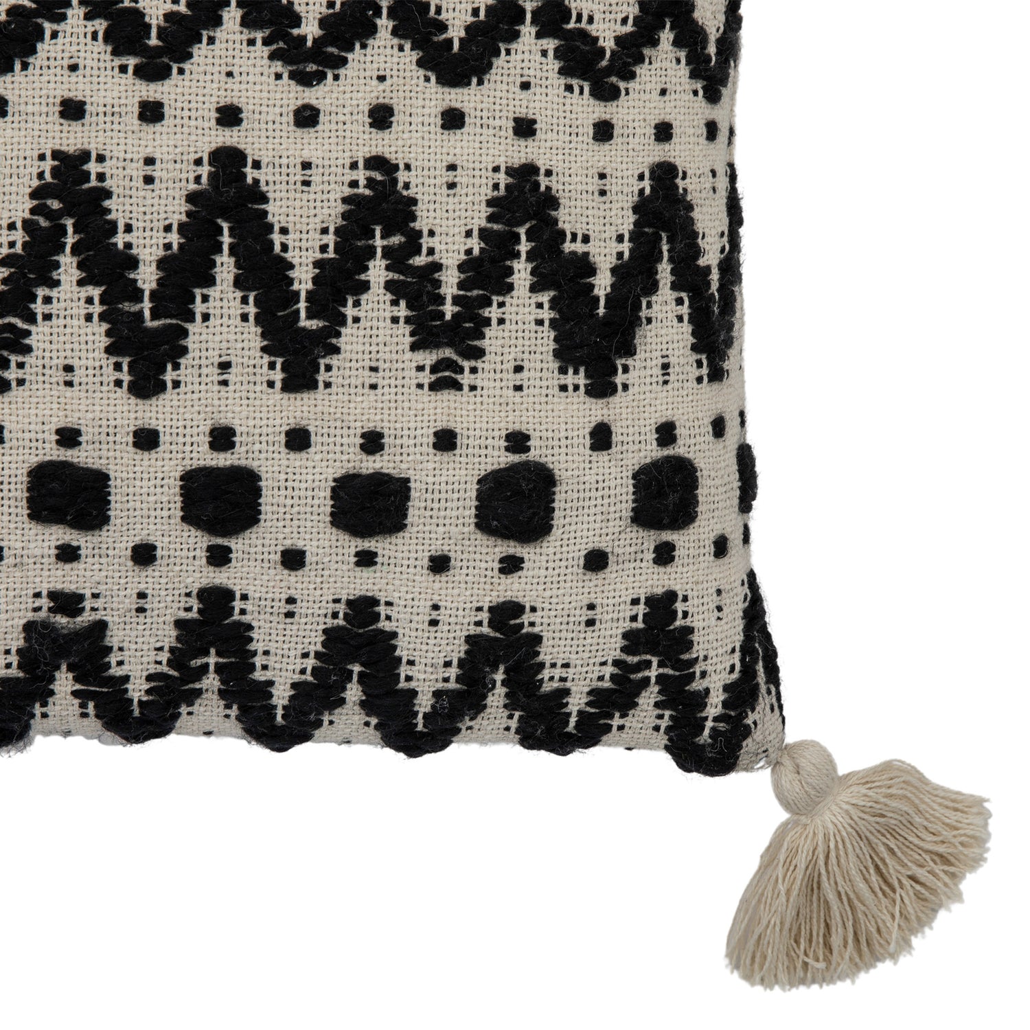 Tufted 45cm x 45cm Filled Cushion Black Cream