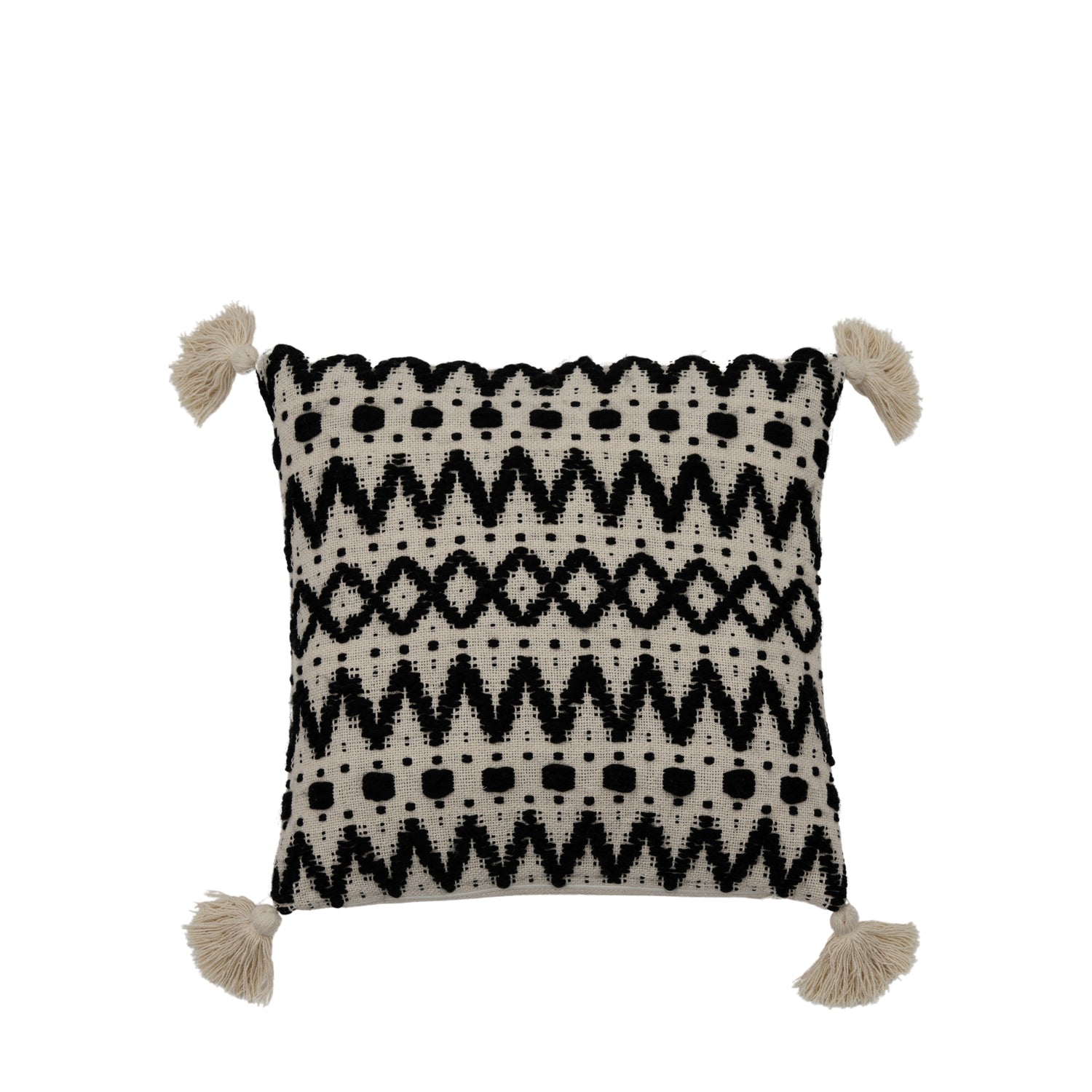 Tufted 45cm x 45cm Filled Cushion Black Cream