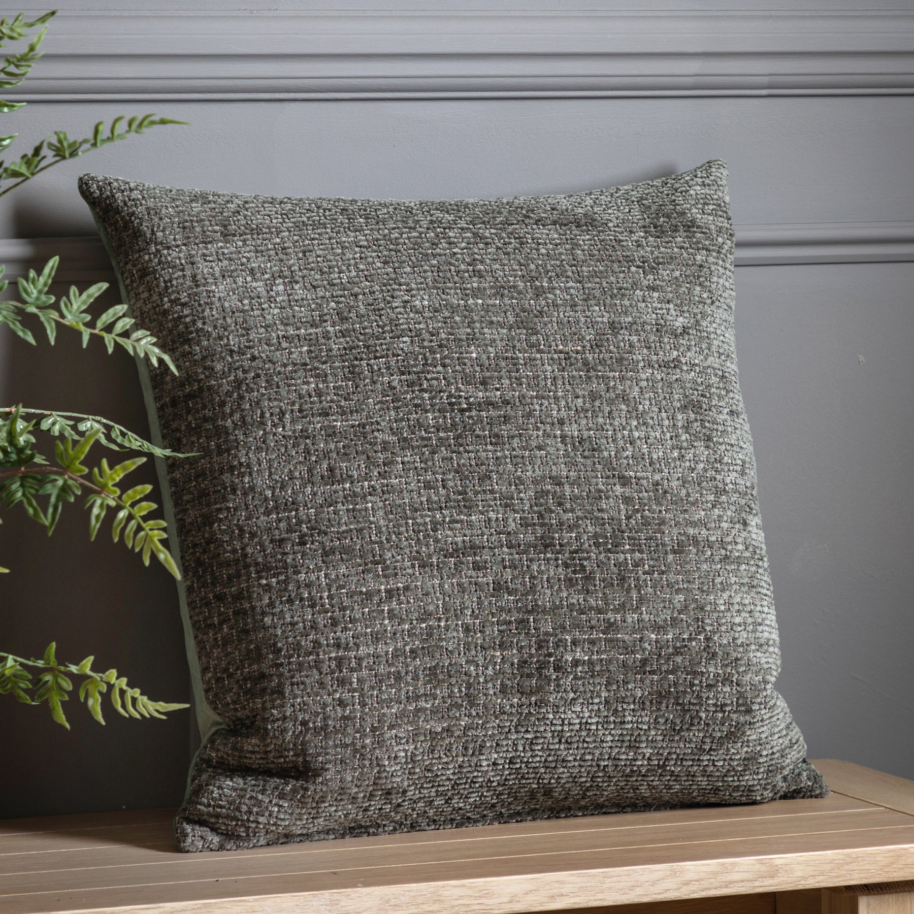 Chenille 55cm x 55cm Filled Cushion Olive