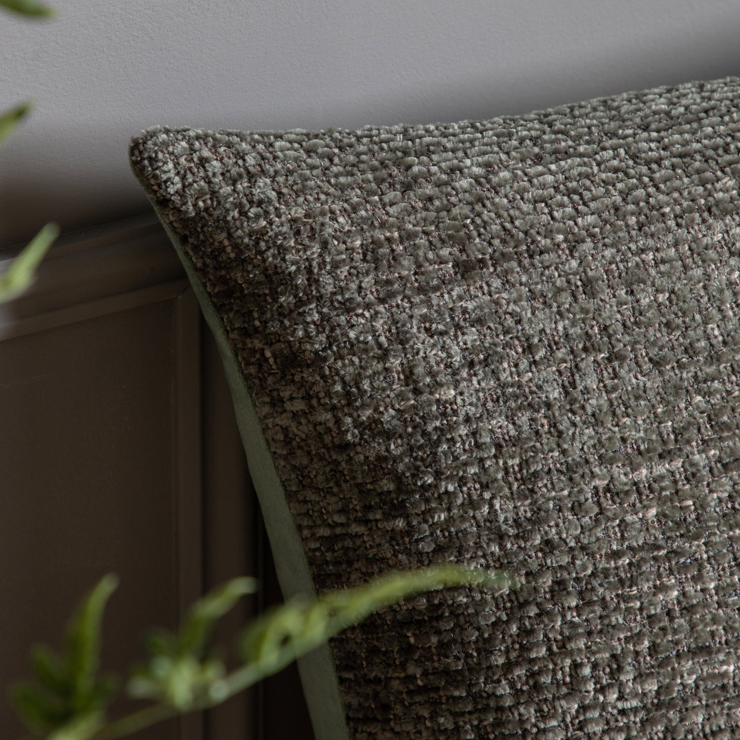 Chenille 55cm x 55cm Filled Cushion Olive