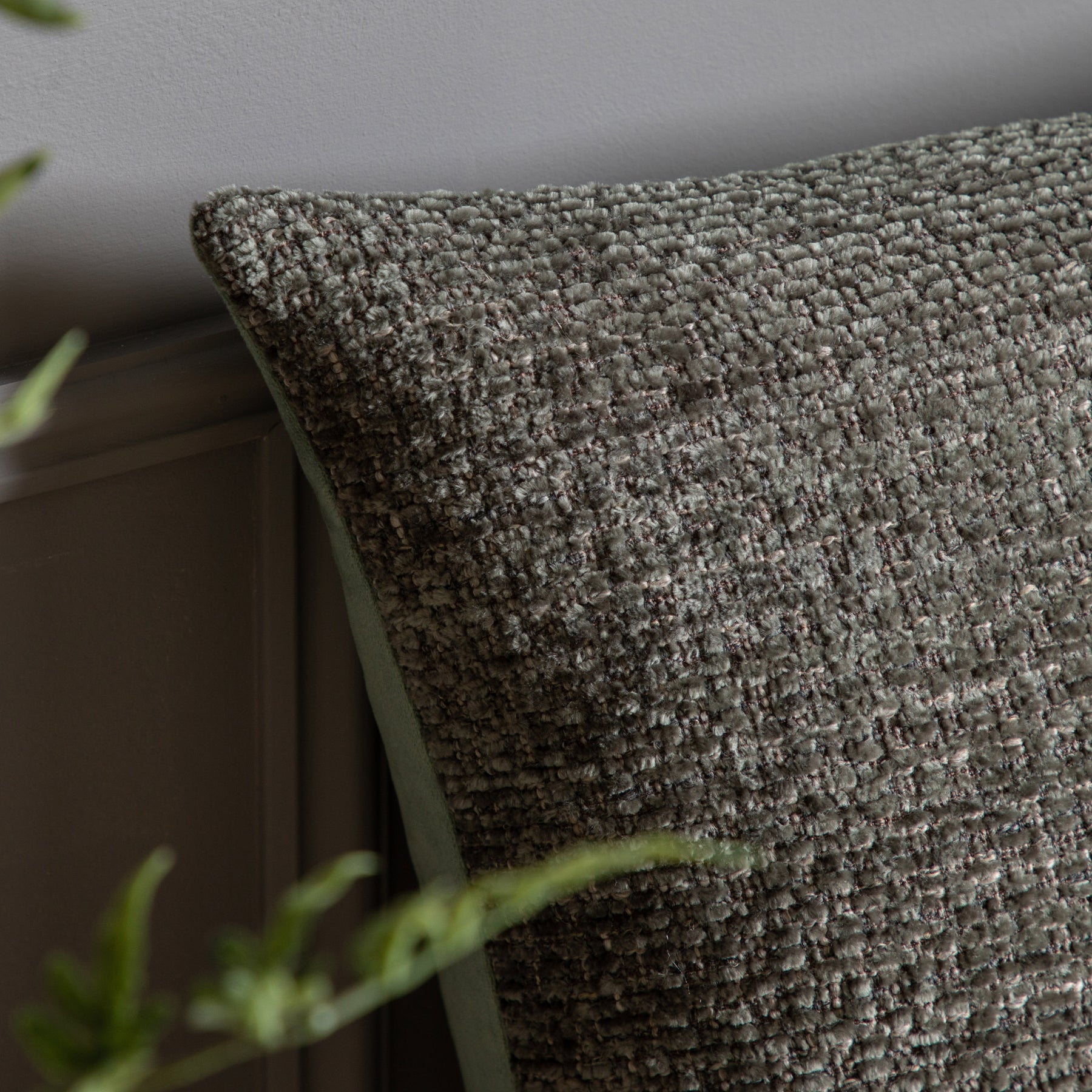 Chenille 55cm x 55cm Filled Cushion Olive