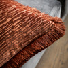 Cut Velvet Fringe 50cm x 50cm Filled Cushion Terracotta