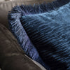 Cut Velvet Fringe 50cm x 50cm Filled Cushion Blue