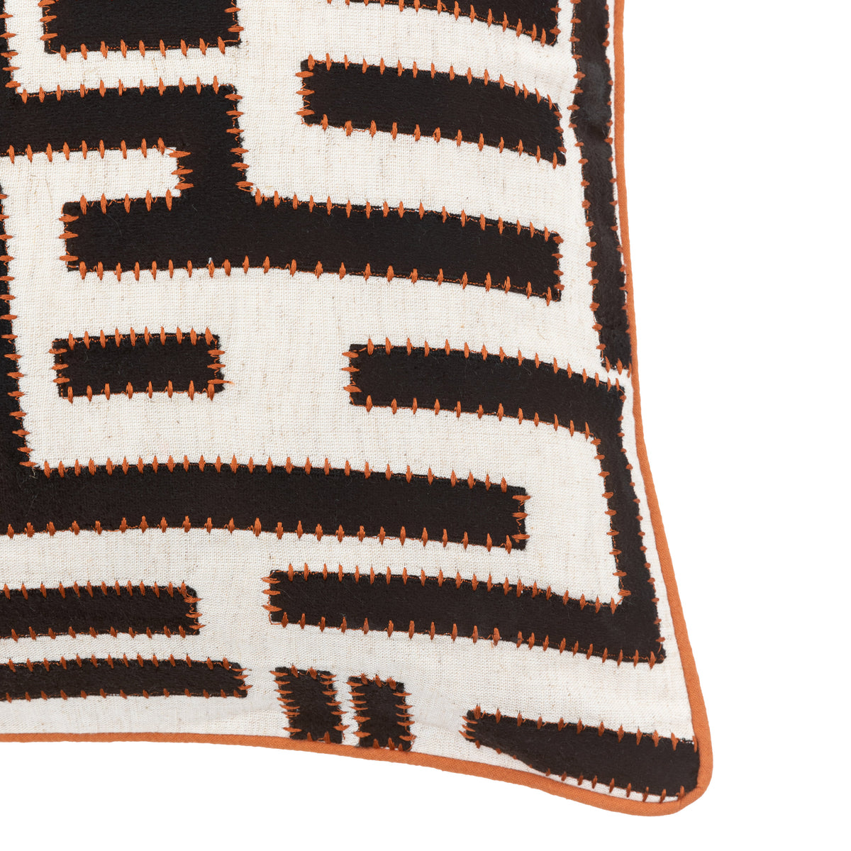 Oskar Applique 45cm x 45cm Feather Filled Cushion Black Apricot