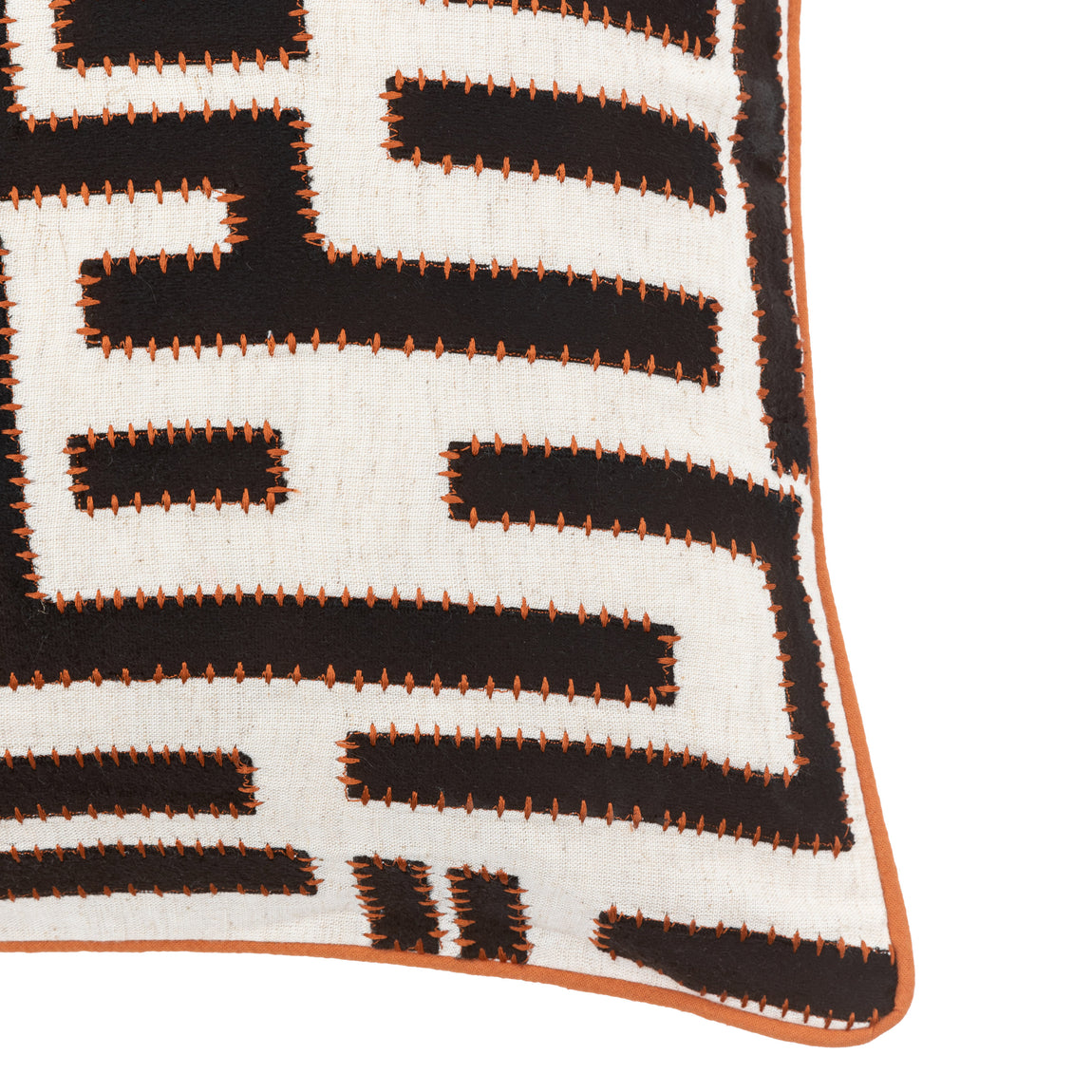 Oskar Applique 45cm x 45cm Feather Filled Cushion Black Apricot