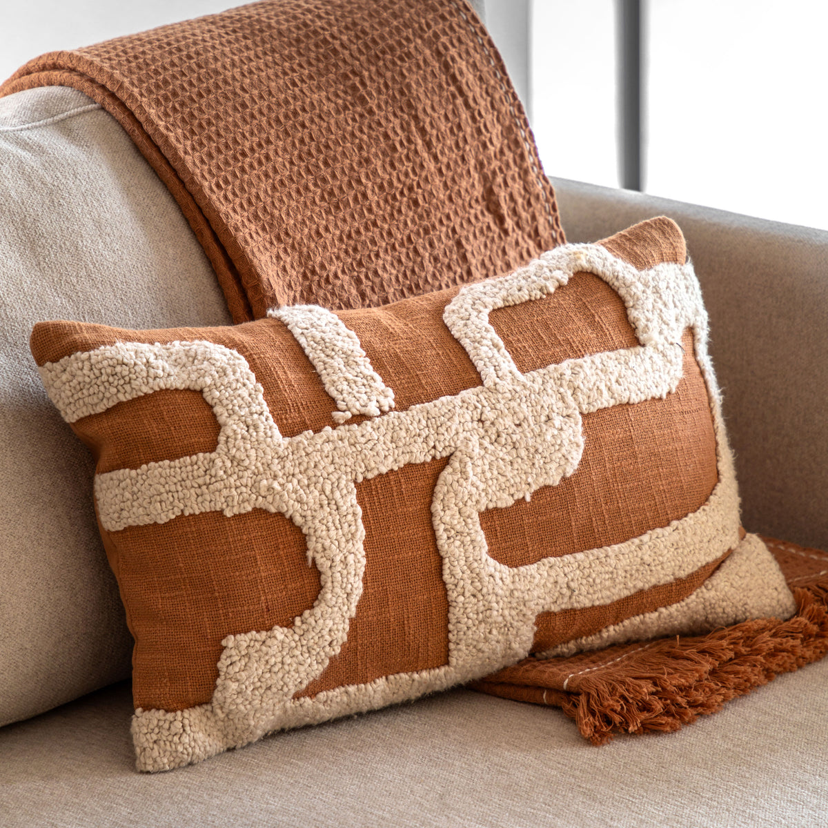 Kalho Embroidered 30cm x 50cm Filled Boudoir Apricot