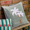 Nohea Embroidered Palm Tree 45cm x 45cm Outdoor Filled Cushion Sage