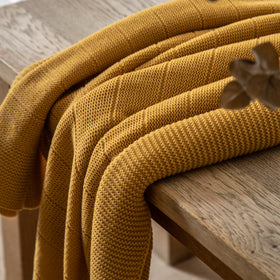 Florence Knit 130cm x 170cm Throw Mustard