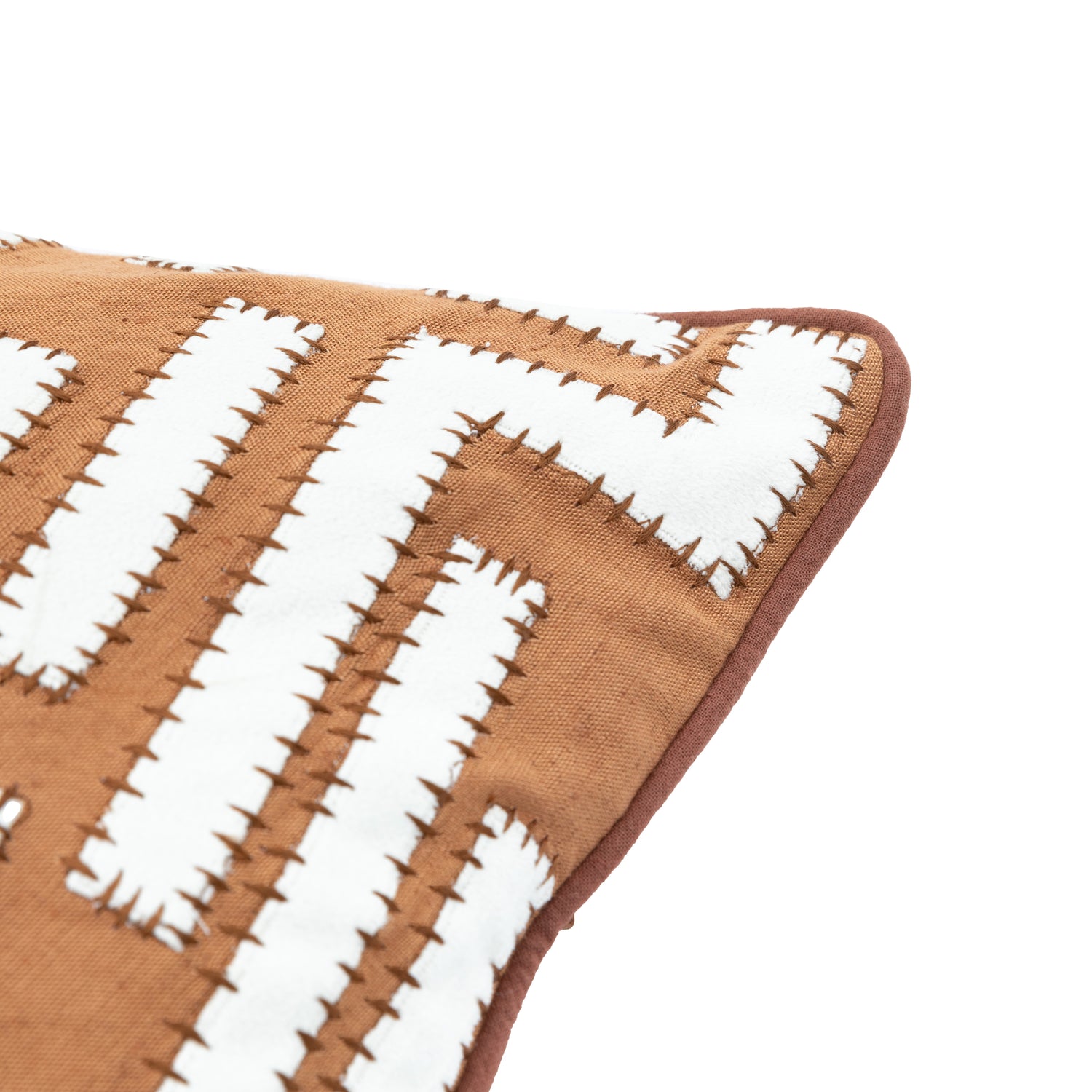Oskar Applique 45cm x 45cm Feather Filled Cushion Apricot Cream
