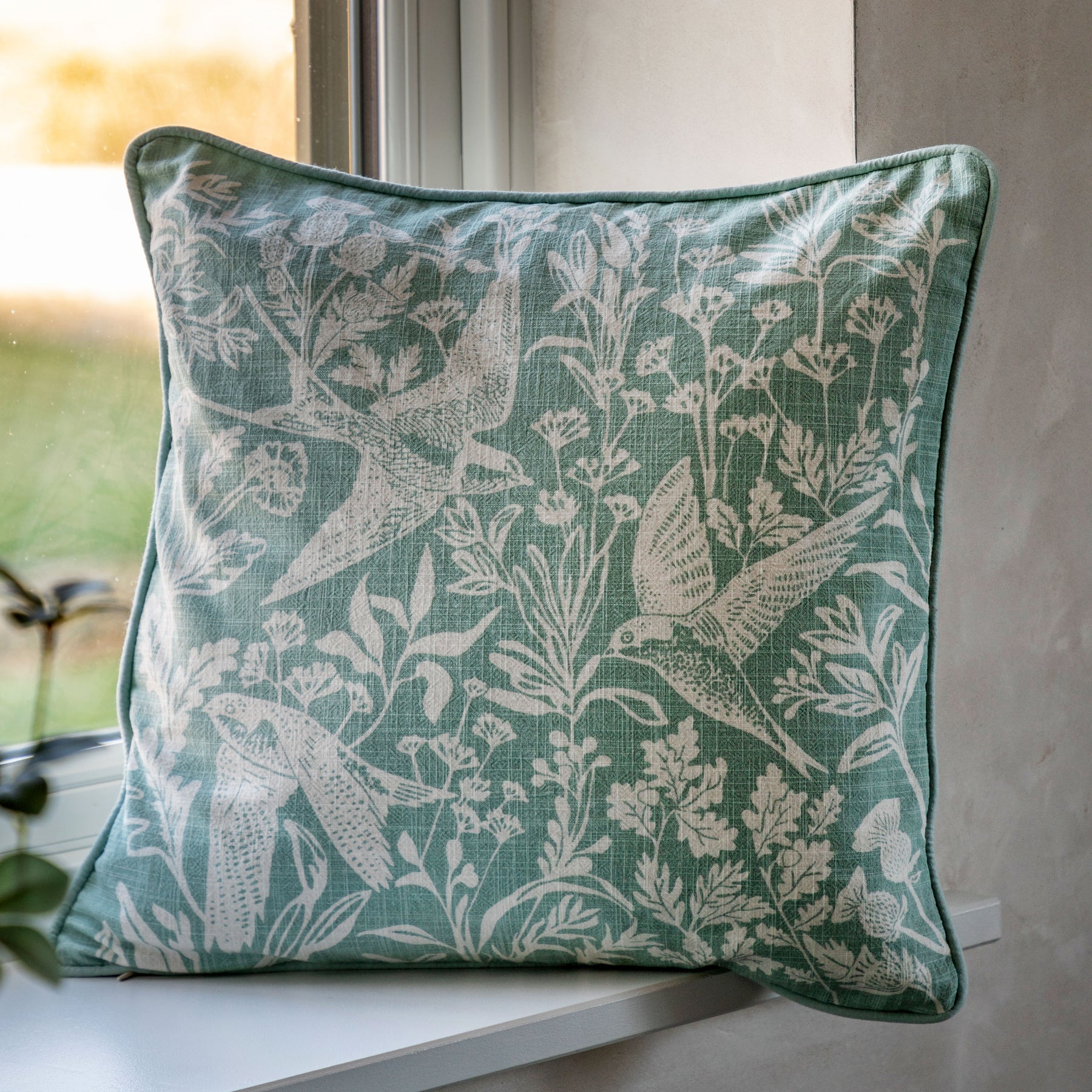 Rosley Birds 45cm x 45cm Filled Cushion Duck Egg