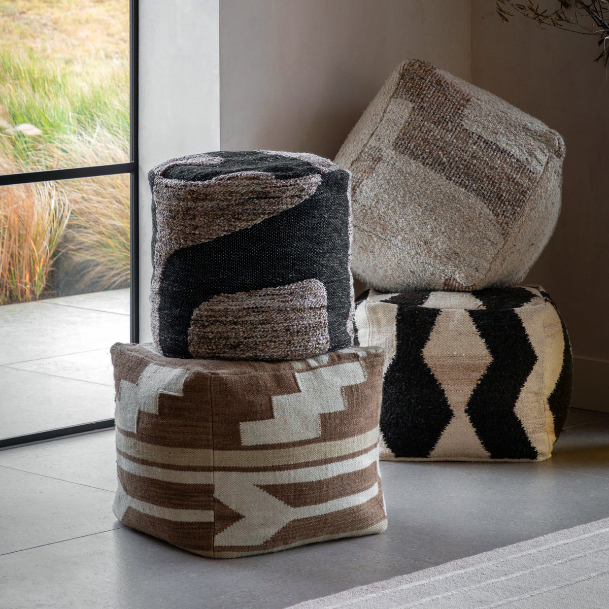 Herning Tonal 50cm Pouffe Natural