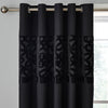 Catherine Lansfield Lattice Cut Velvet Ready Made Eyelet Curtains 66 x 72 Black