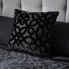 Catherine Lansfield Lattice Cut Velvet Filled Cushion 43cm x 43cm Black