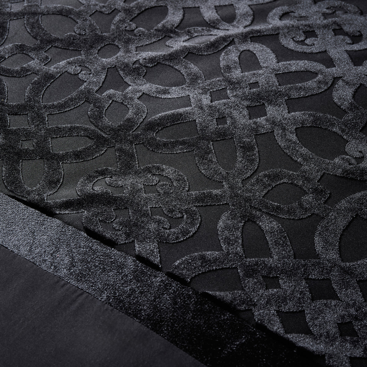 Catherine Lansfield Lattice Cut Velvet Duvet Cover Bedding Set Black