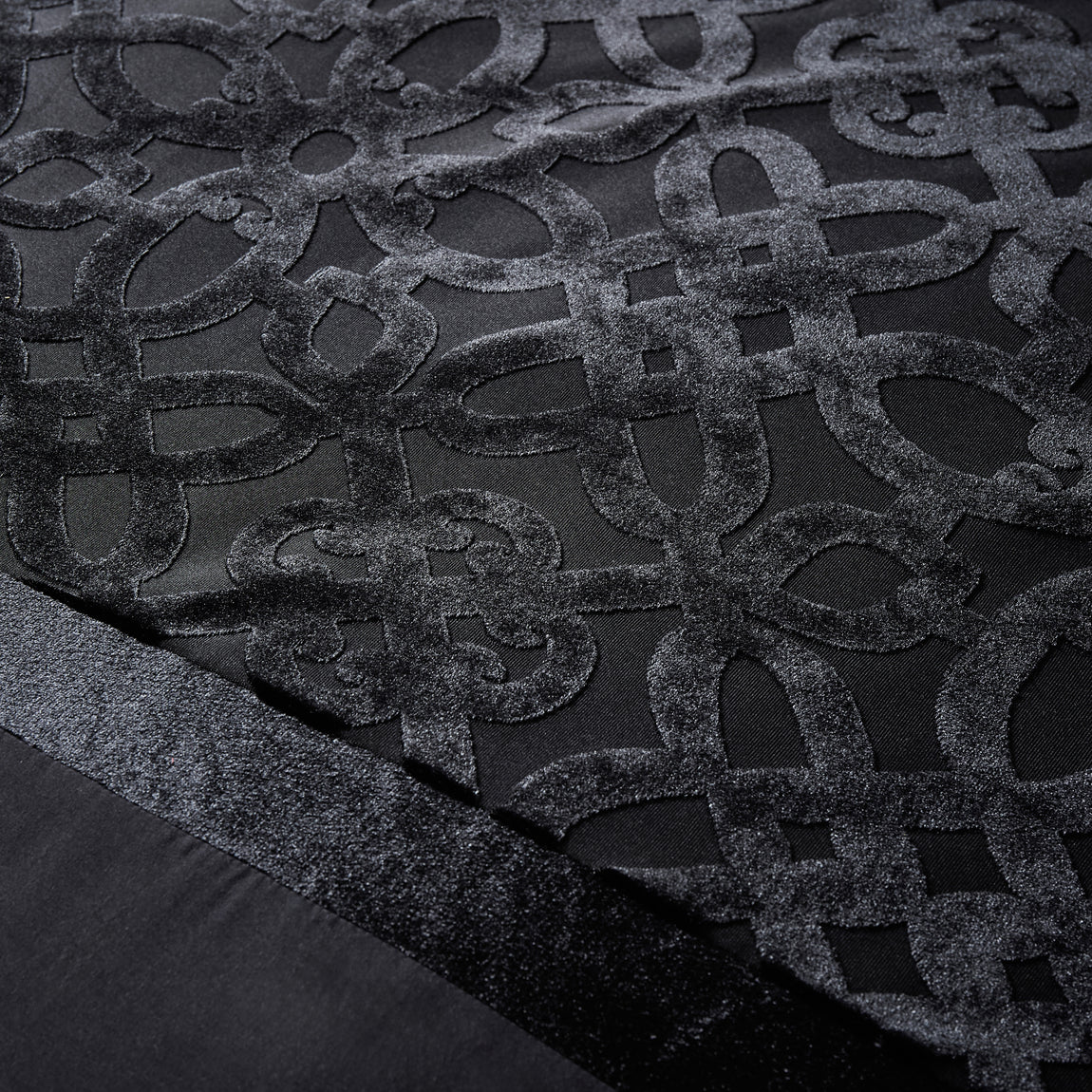 Catherine Lansfield Lattice Cut Velvet Duvet Cover Bedding Set Black