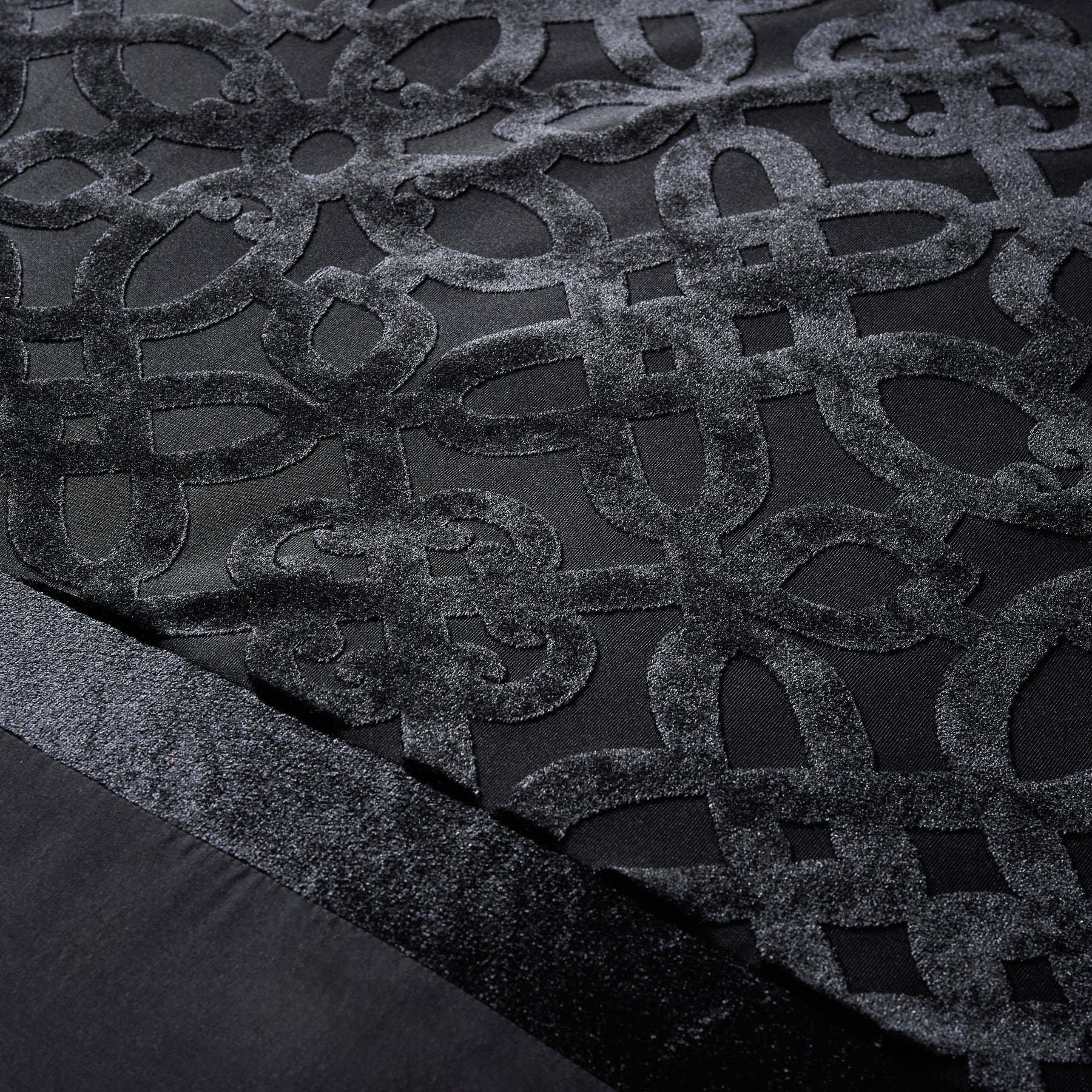 Catherine Lansfield Lattice Cut Velvet Duvet Cover Bedding Set Black