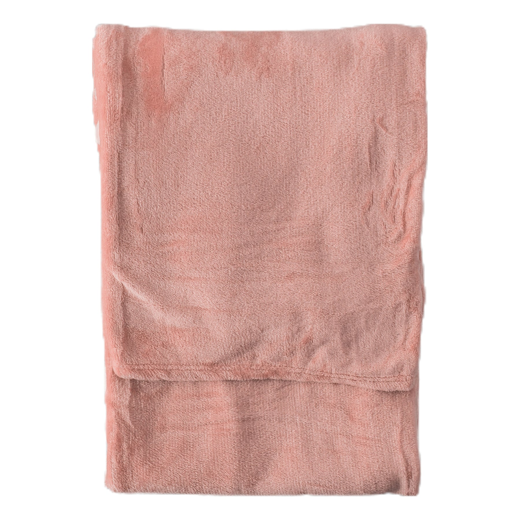 Rolled 140cm x 180cm Flannel Fleece Throw Blush