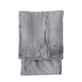 Rolled 140cm x 180cm Flannel Fleece Throw Silver
