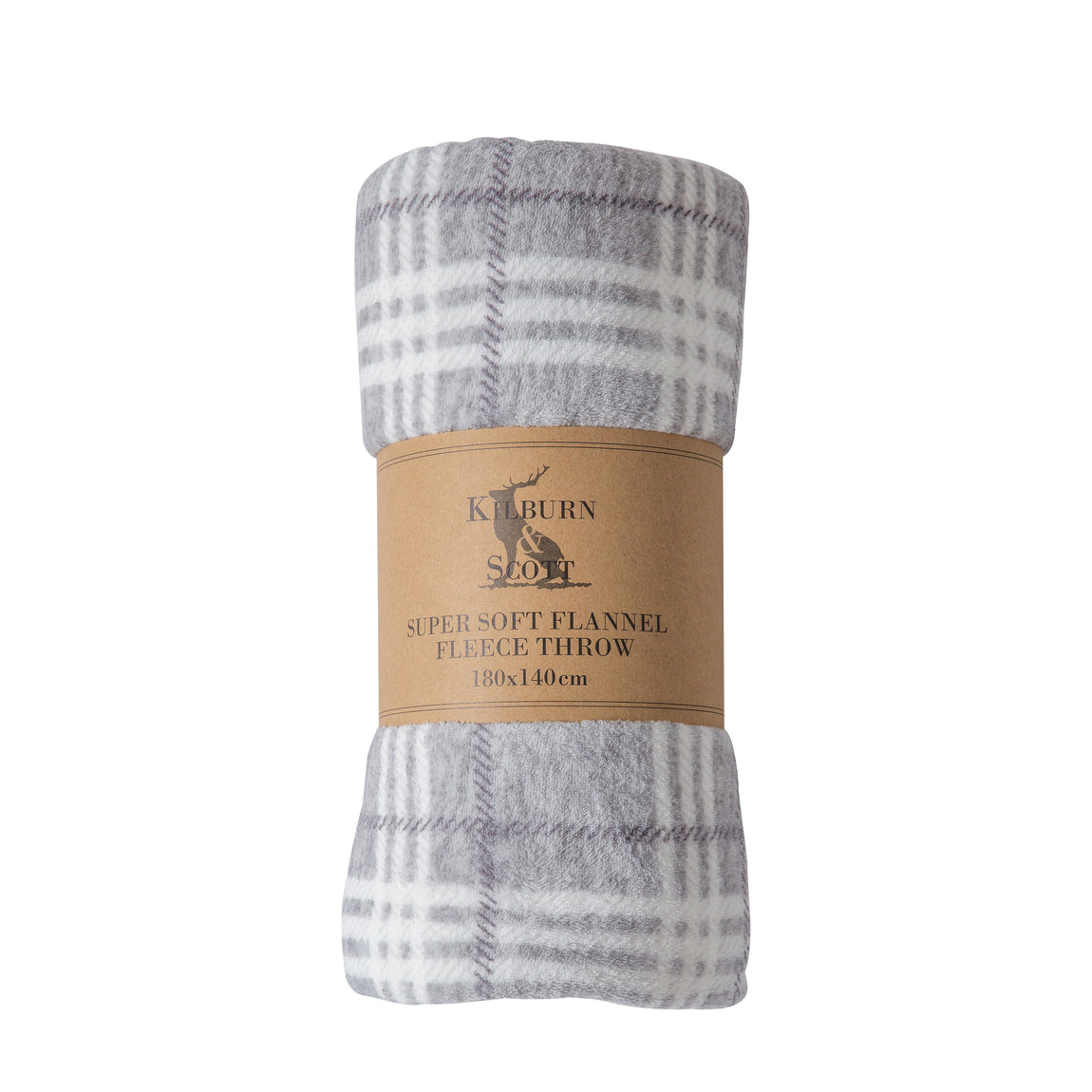 Checkmate 140cm x 180cm Rolled Fleece Throw Silver