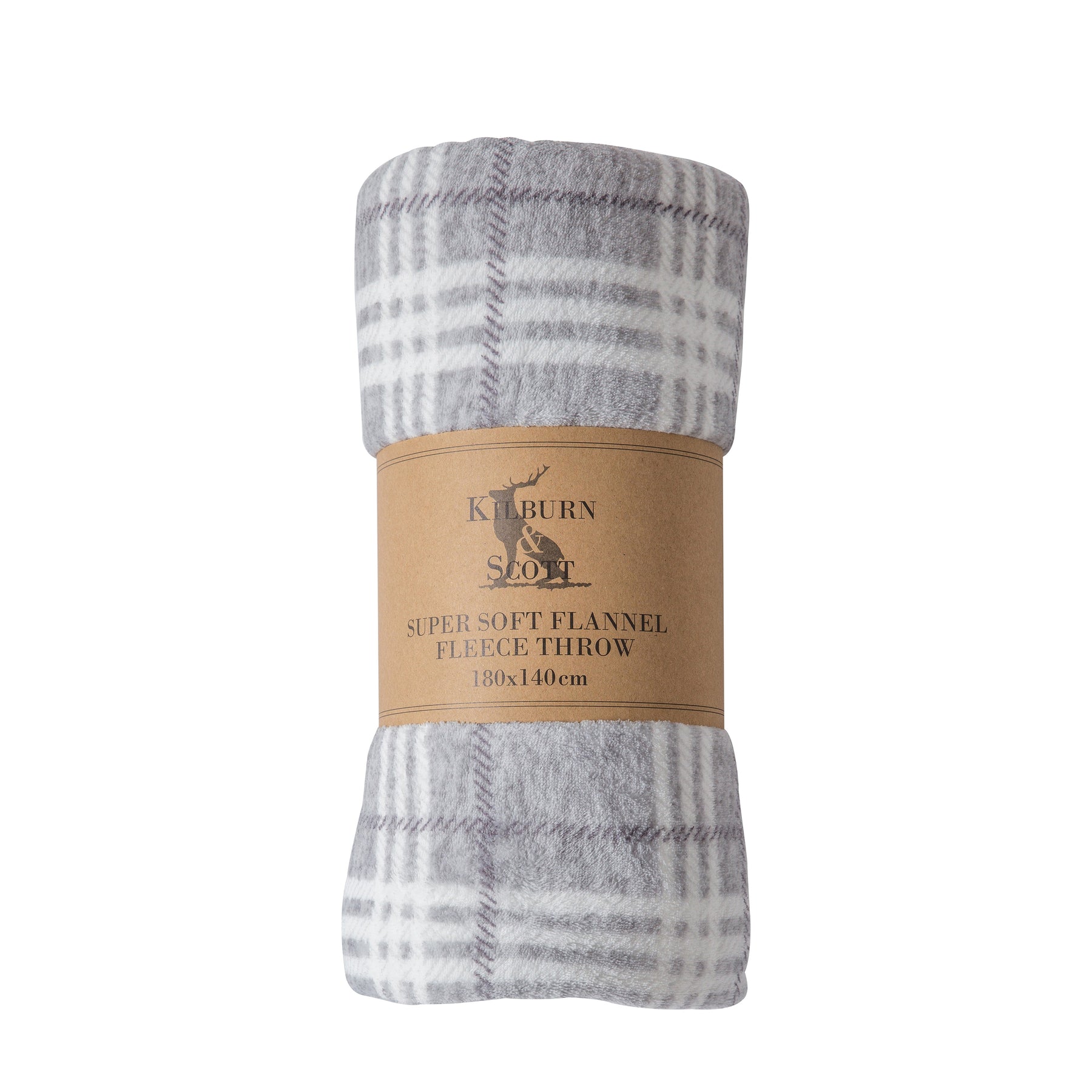 Checkmate 140cm x 180cm Rolled Fleece Throw Silver