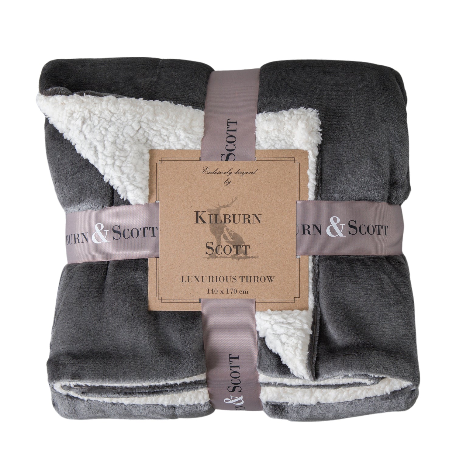 Sterling 140cm x 170cm Sherpa Throw Grey