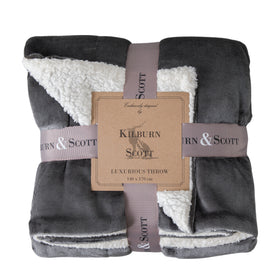 Sterling 140cm x 170cm Sherpa Throw Grey