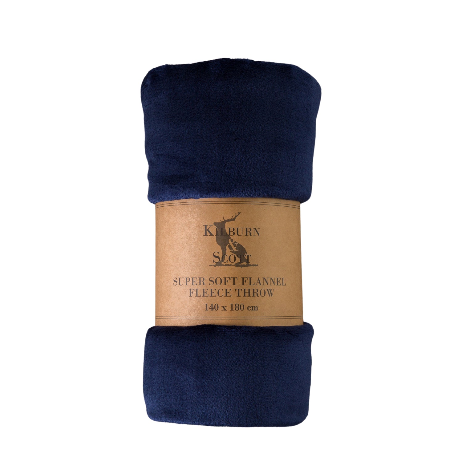 Rolled 140cm x 180cm Flannel Fleece Throw Ink