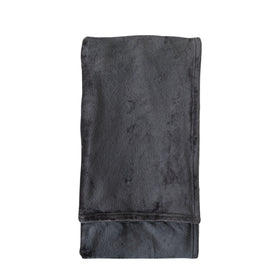 Rolled 140cm x 180cm Flannel Fleece Throw Charcoal