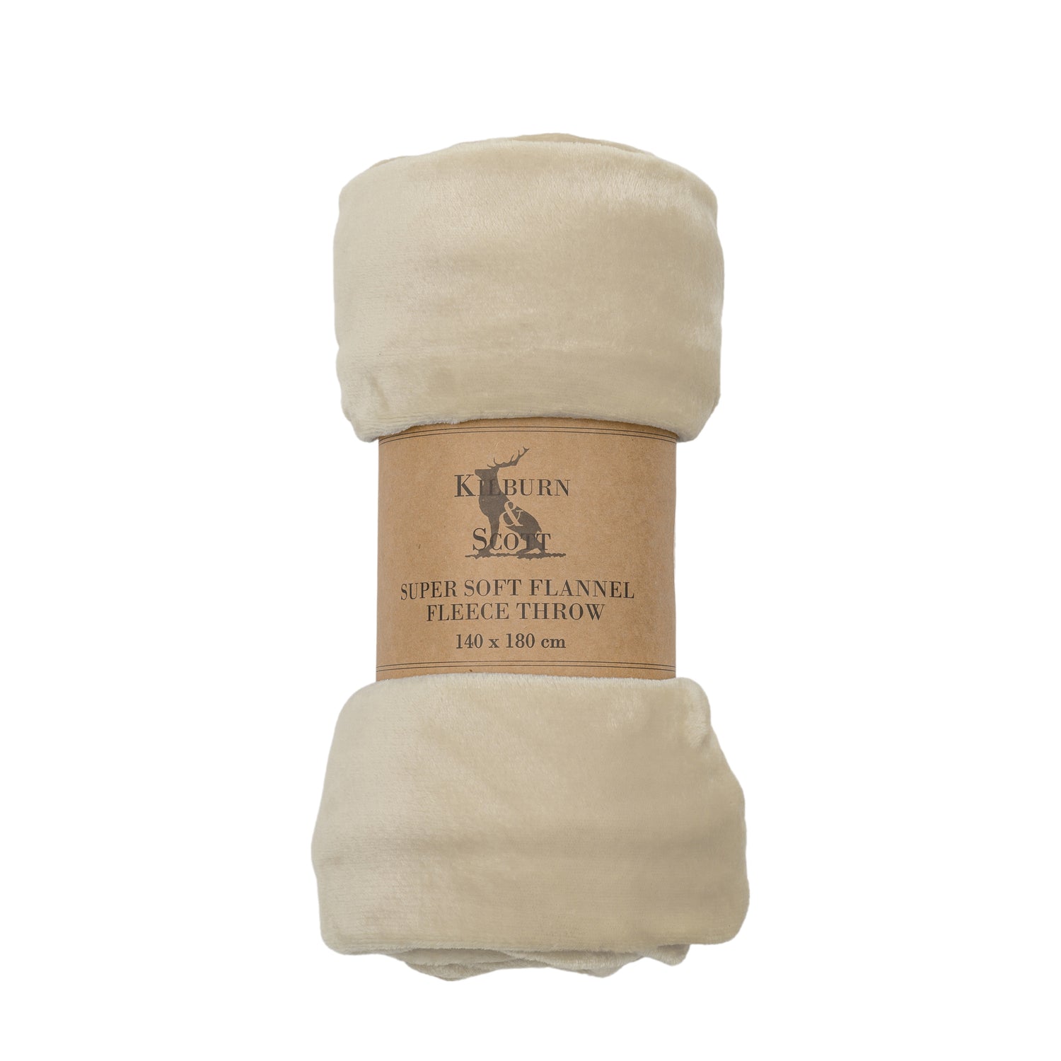 Rolled 140cm x 180cm Flannel Fleece Throw Oatmeal
