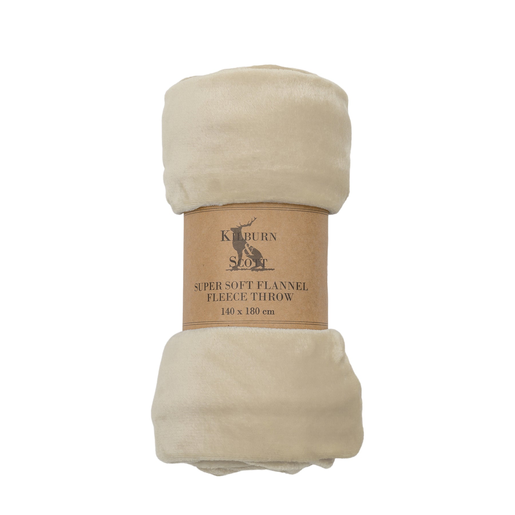 Rolled 140cm x 180cm Flannel Fleece Throw Oatmeal