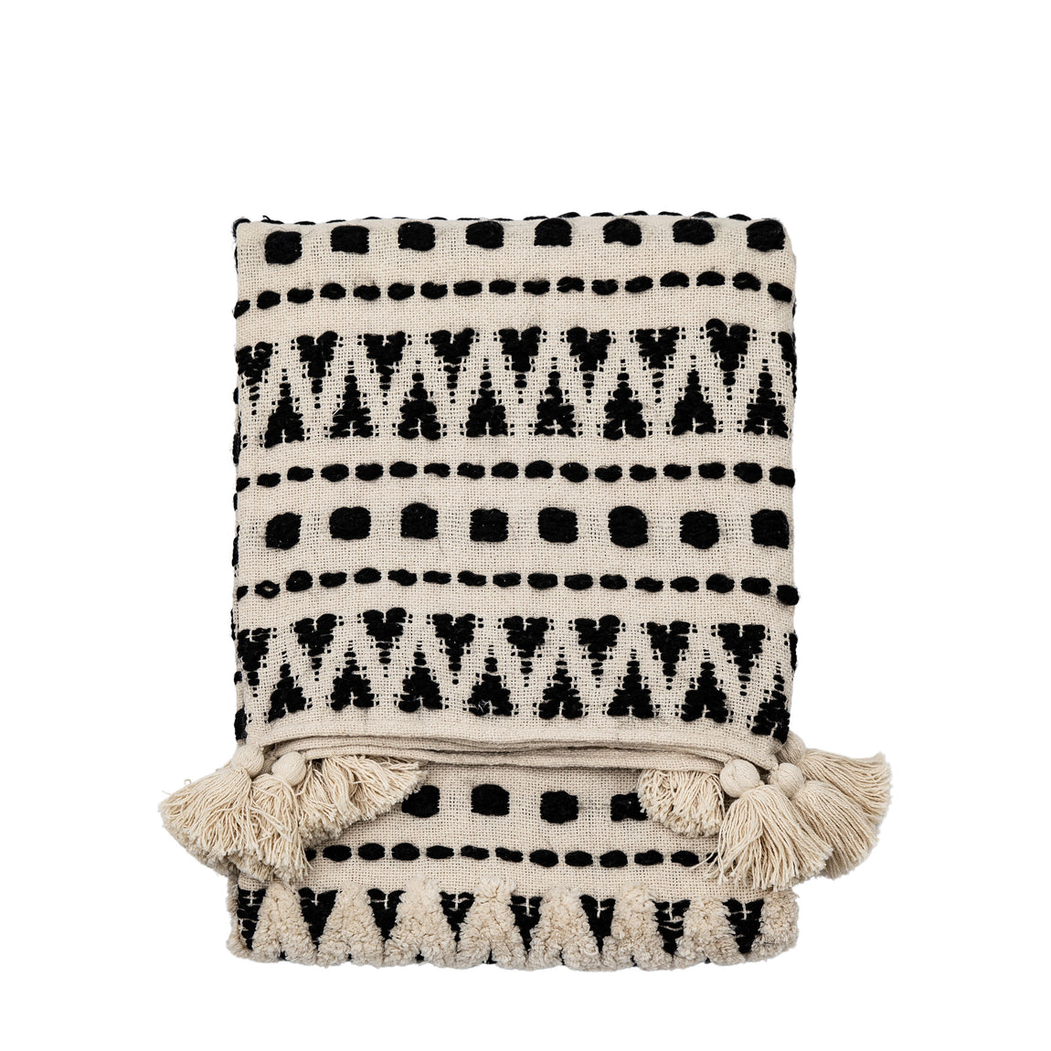 Tufted 130cm x 170cm Throw Black Cream