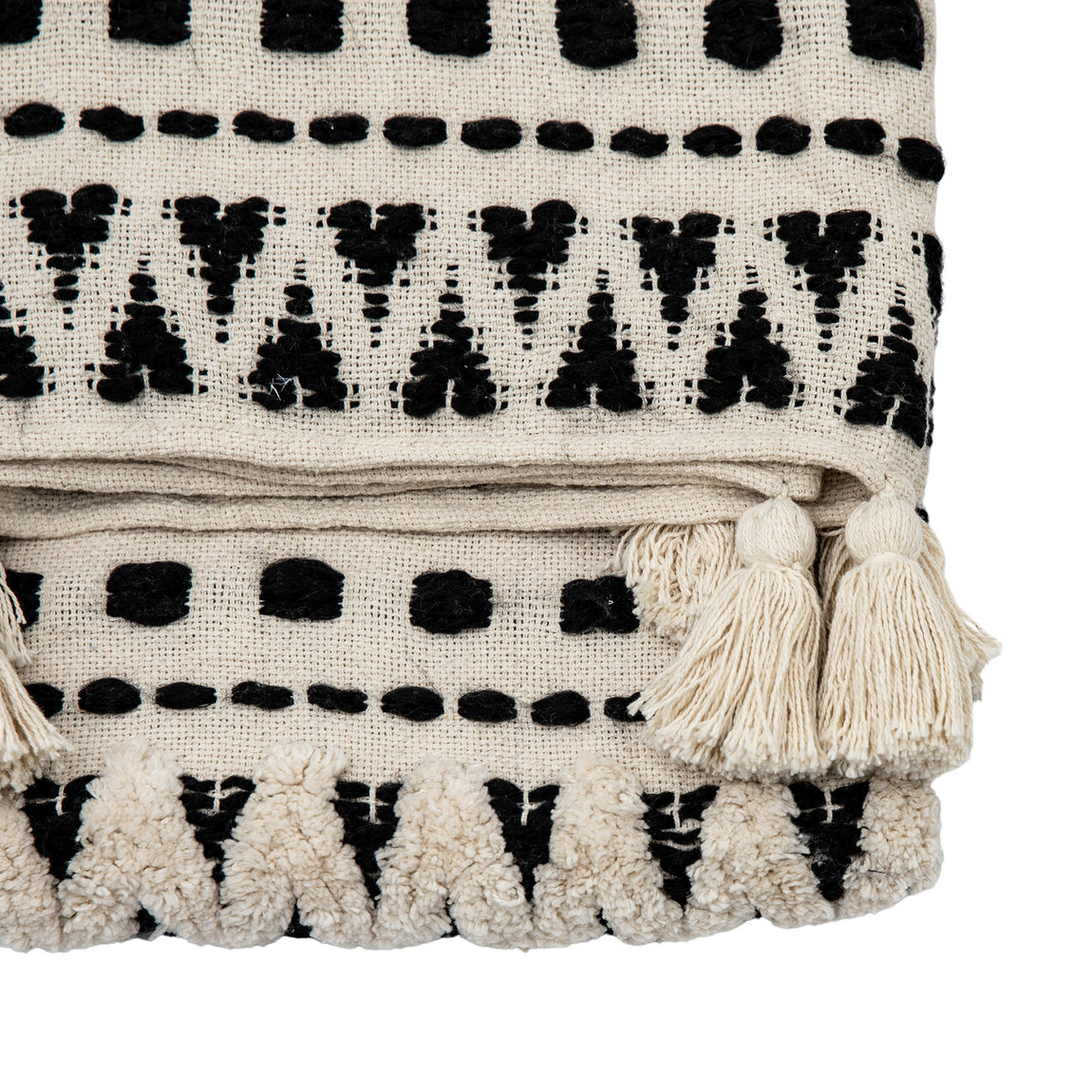Tufted 130cm x 170cm Throw Black Cream
