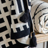 Merton 130cm x 170cm Knitted Tassel Throw Black