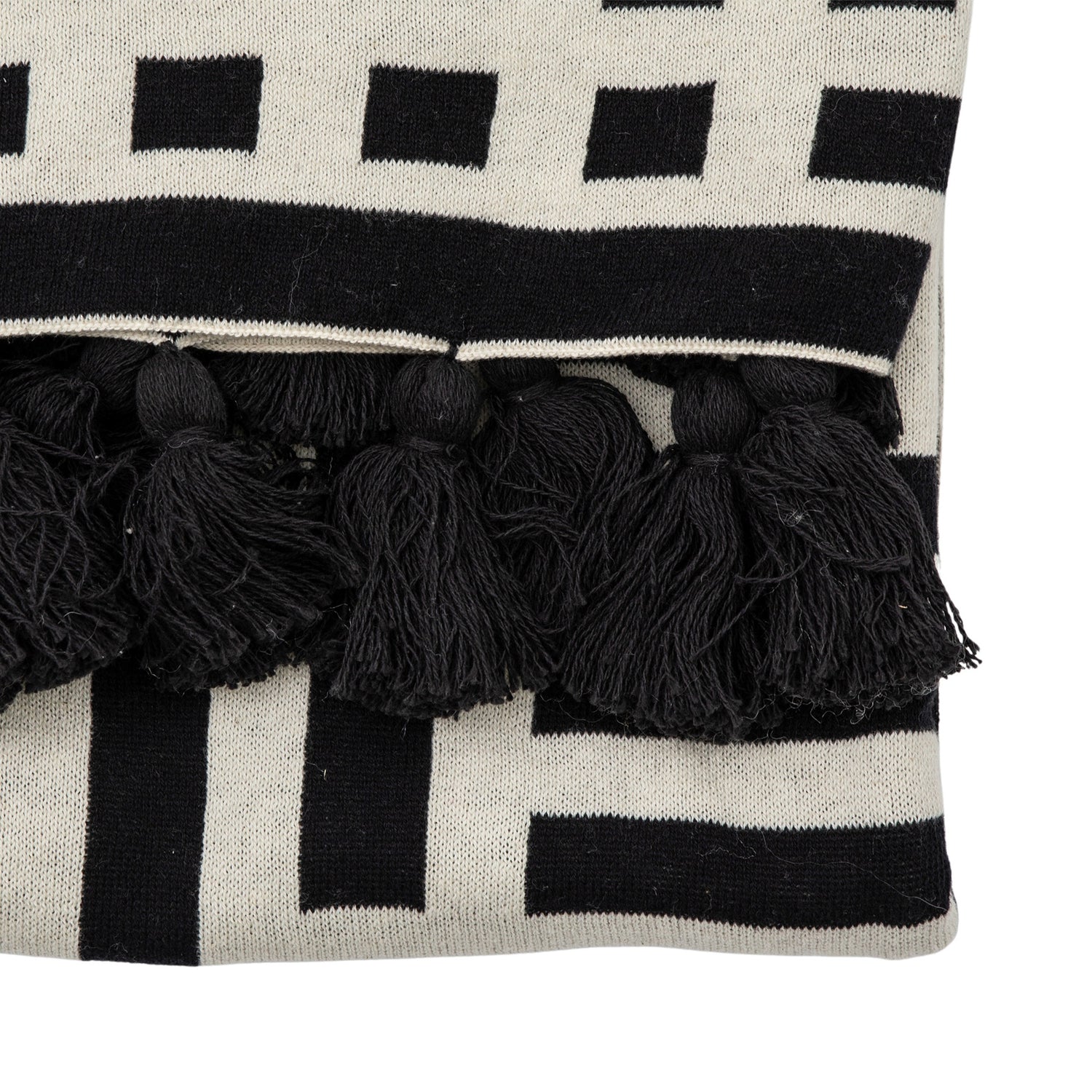 Merton 130cm x 170cm Knitted Tassel Throw Black
