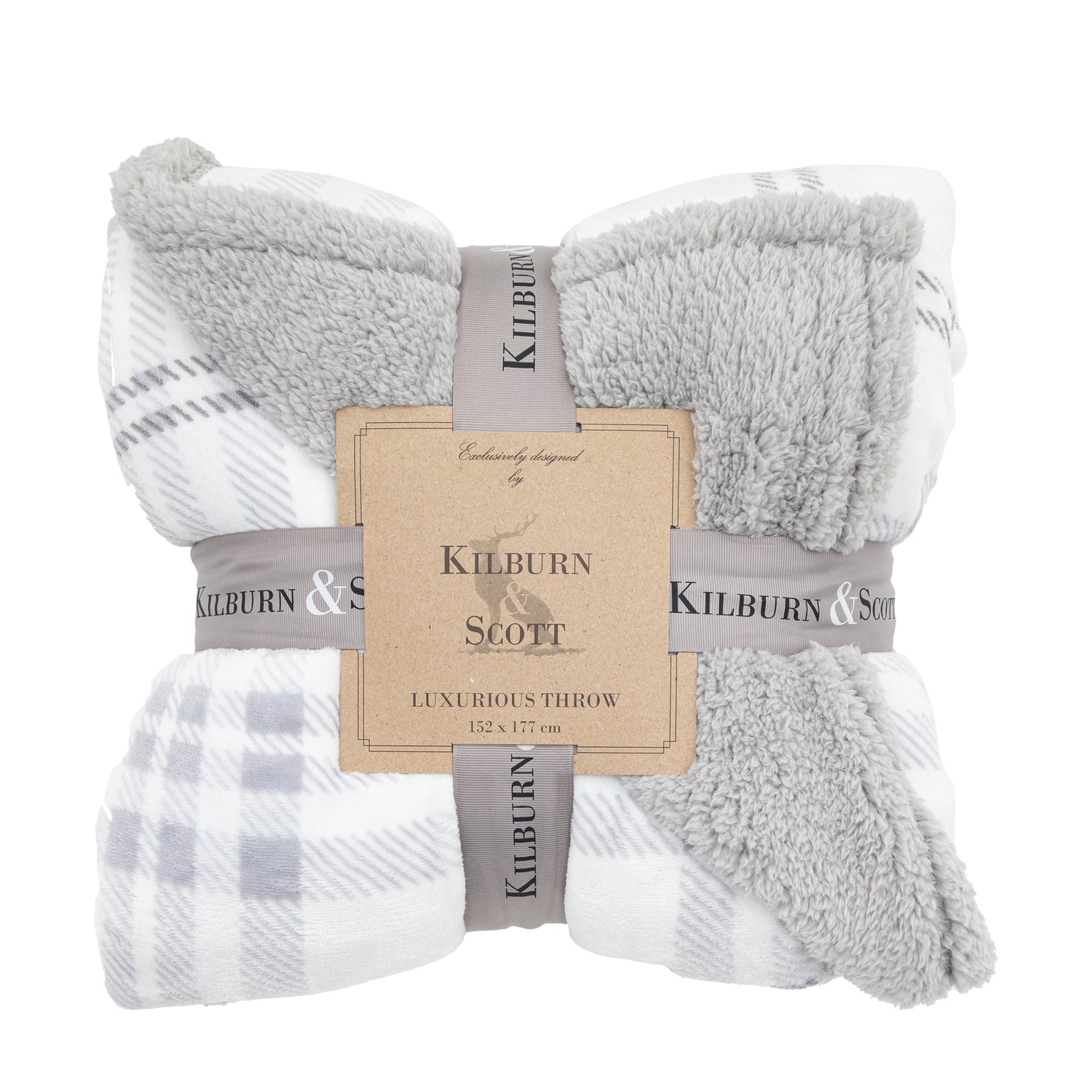 Tartan 152cm x 177cm Sherpa Throw Grey