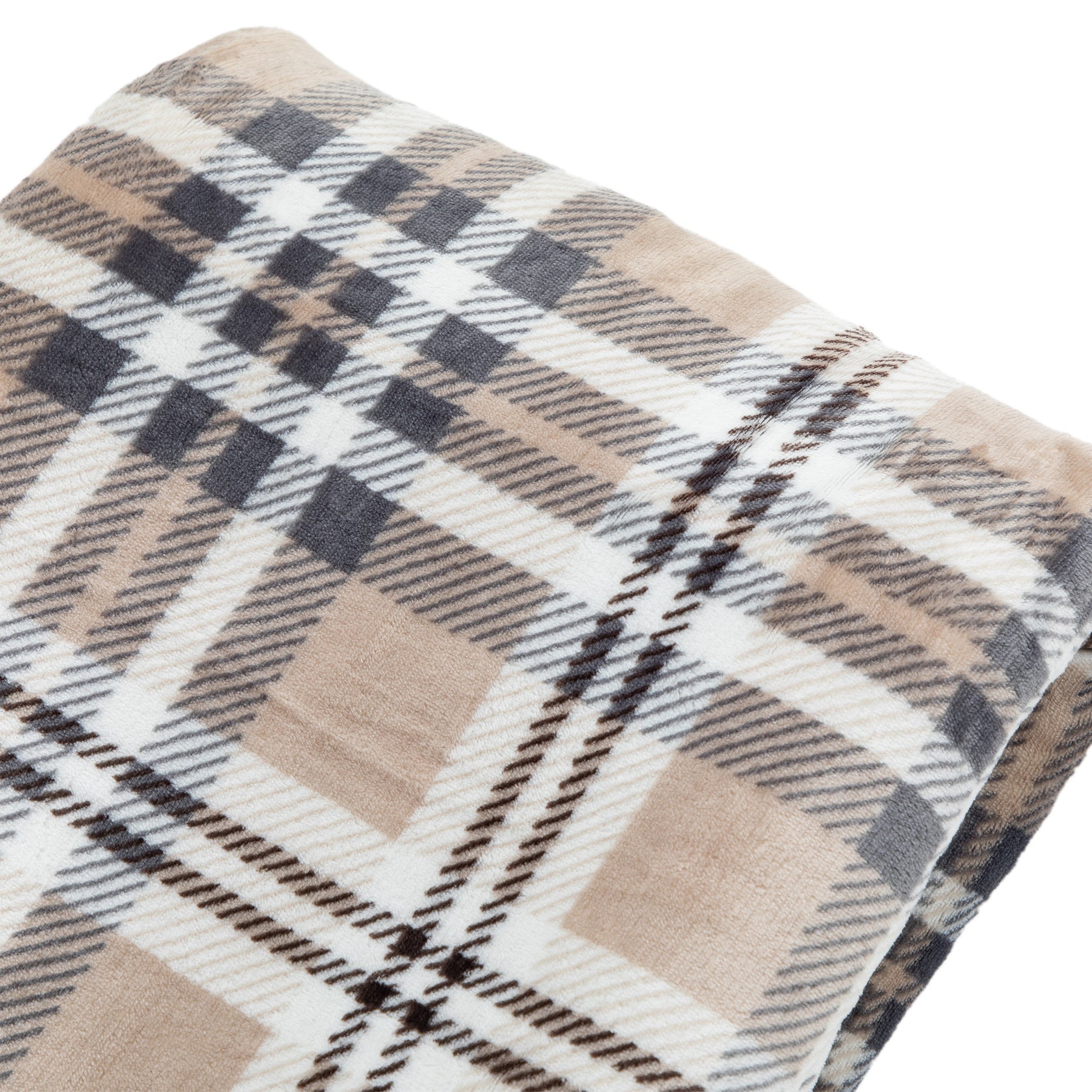 Tartan 152cm x 177cm Sherpa Throw Natural