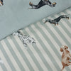 Catherine Lansfield Dog Stripe Duvet Cover Bedding Set Green