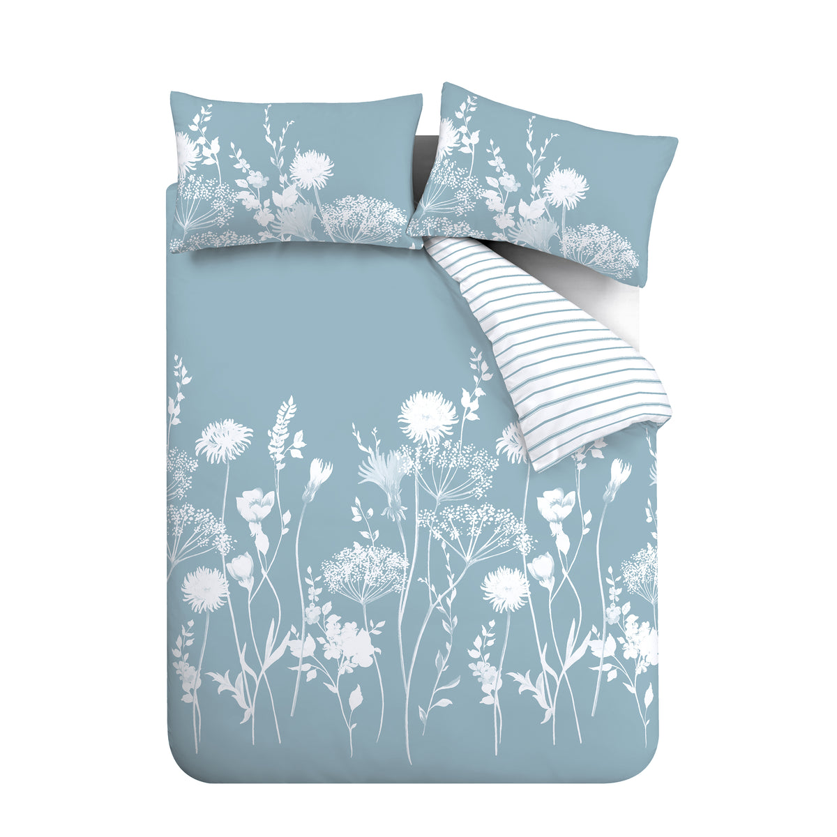 Catherine Lansfield Meadowsweet Floral Duvet Cover Bedding Set Blue