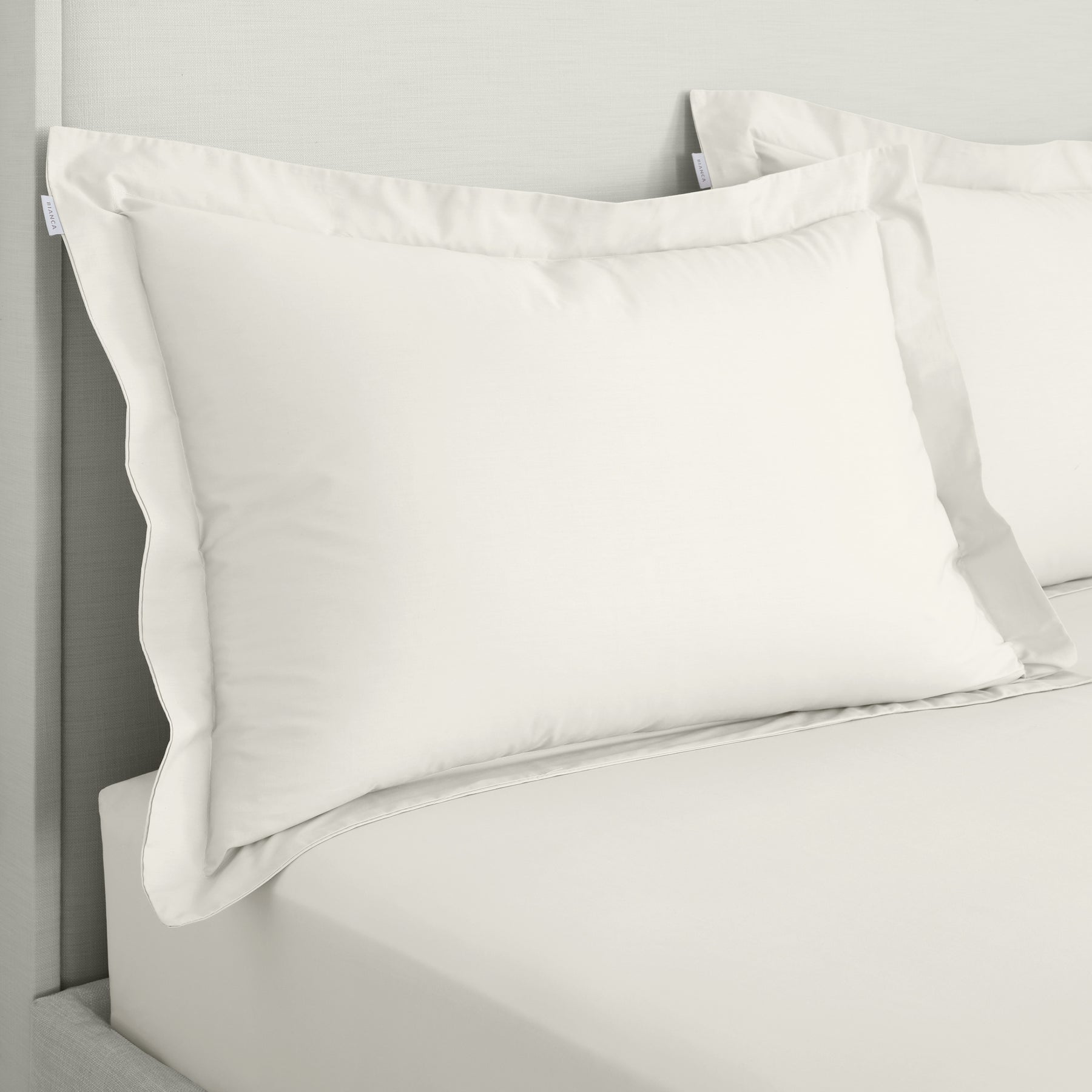 Bianca 200 Thread Count Cotton Percale Extra Deep Pair of Oxford Pillowcases Cream