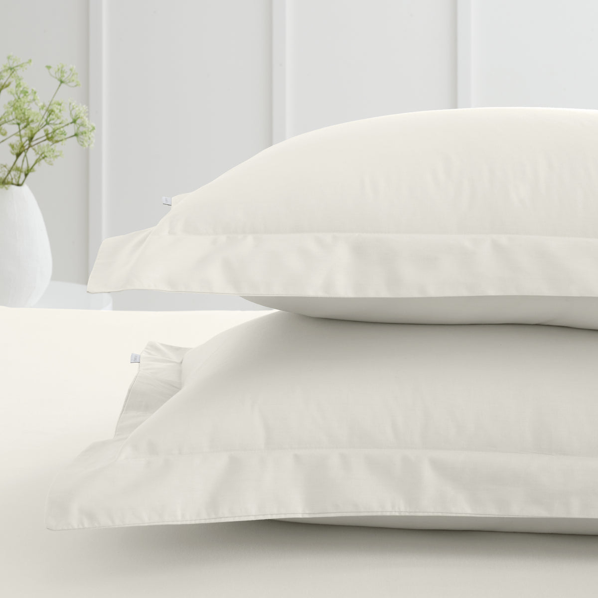 Bianca 200 Thread Count Cotton Percale Pair of Oxford Pillowcases Cream