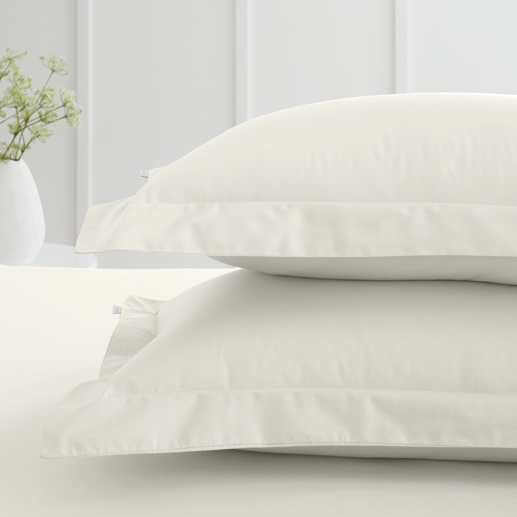 Bianca 200 Thread Count Cotton Percale Extra Deep Pair of Oxford Pillowcases Cream