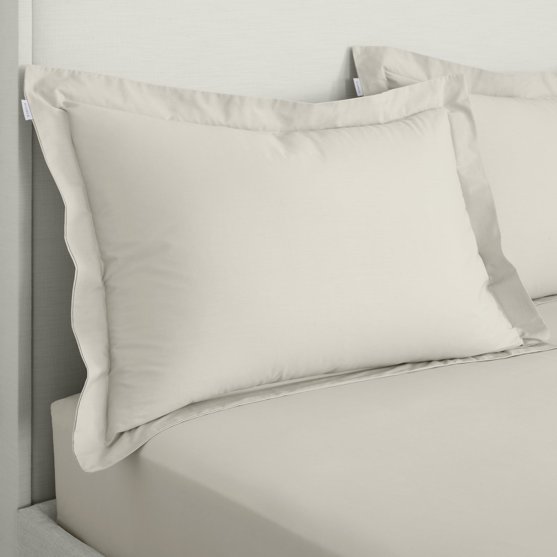 Bianca 200 Thread Count Cotton Percale Extra Deep Pair of Oxford Pillowcases Natural