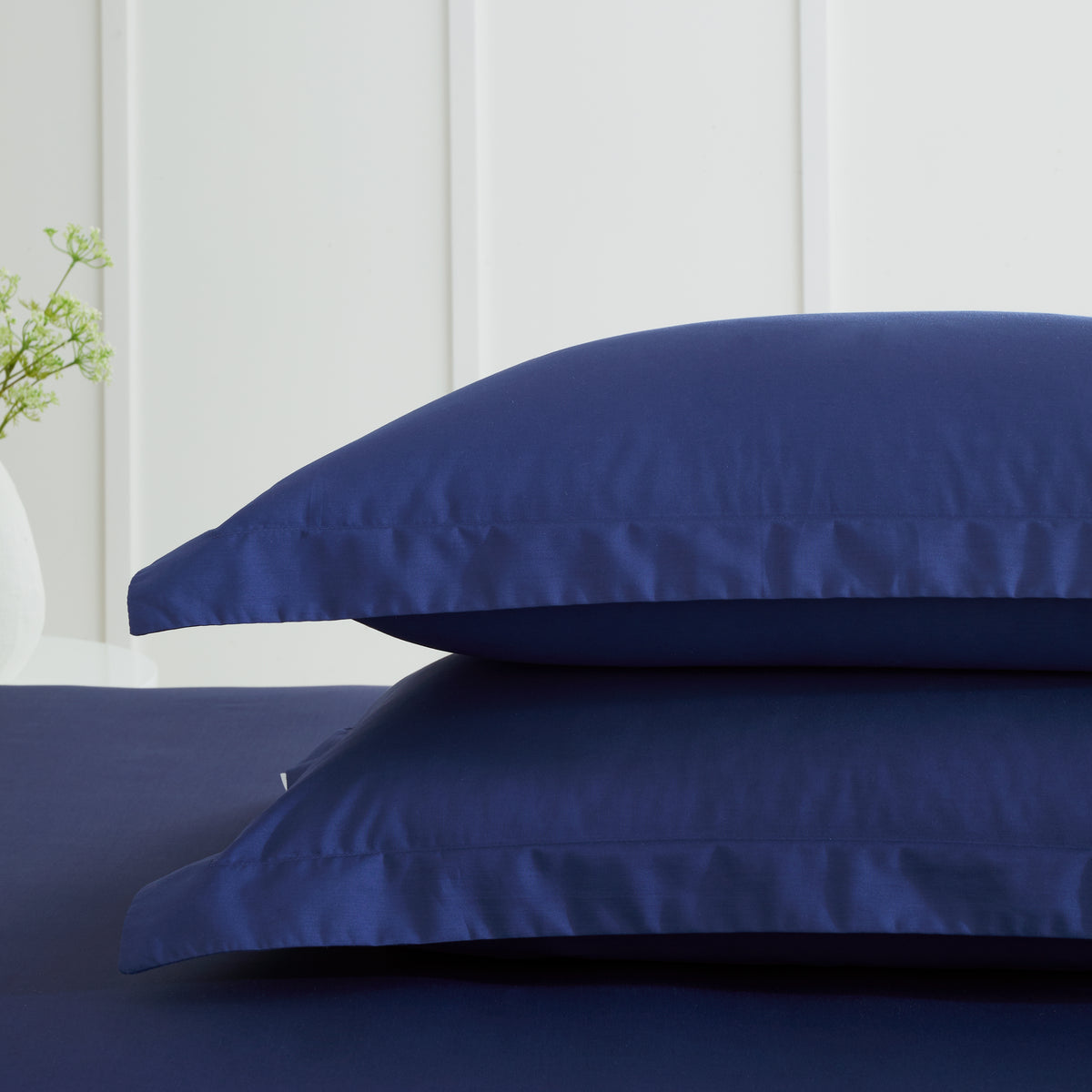Bianca 200 Thread Count Cotton Percale Pair of Oxford Pillowcases Navy