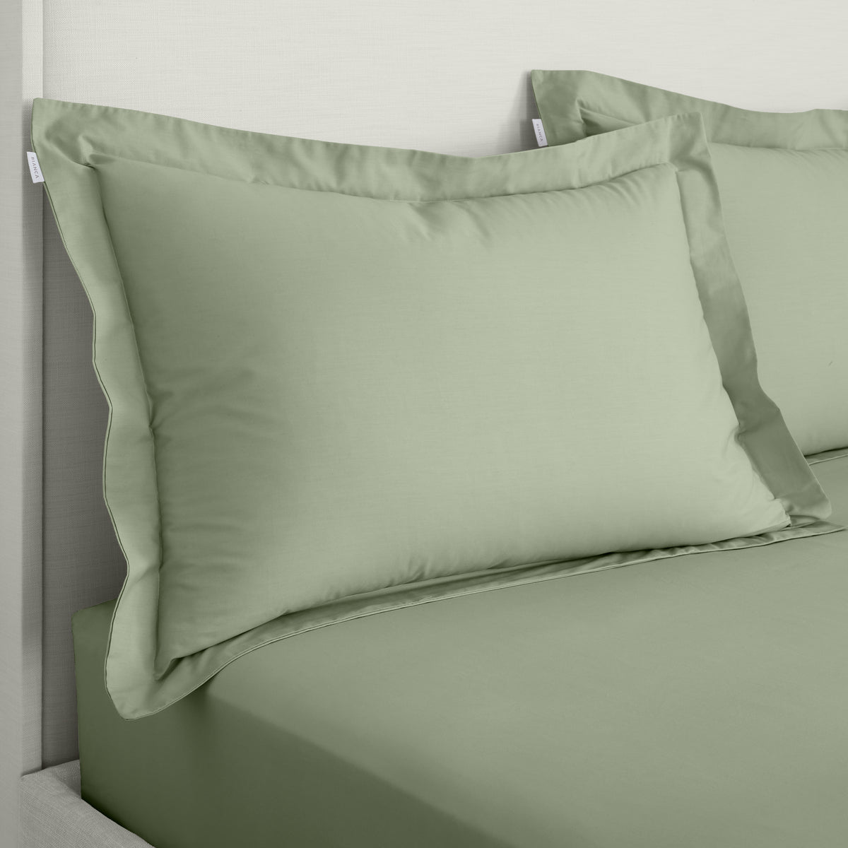 Bianca 200 Thread Count Cotton Percale Pair of Oxford Pillowcases Sage