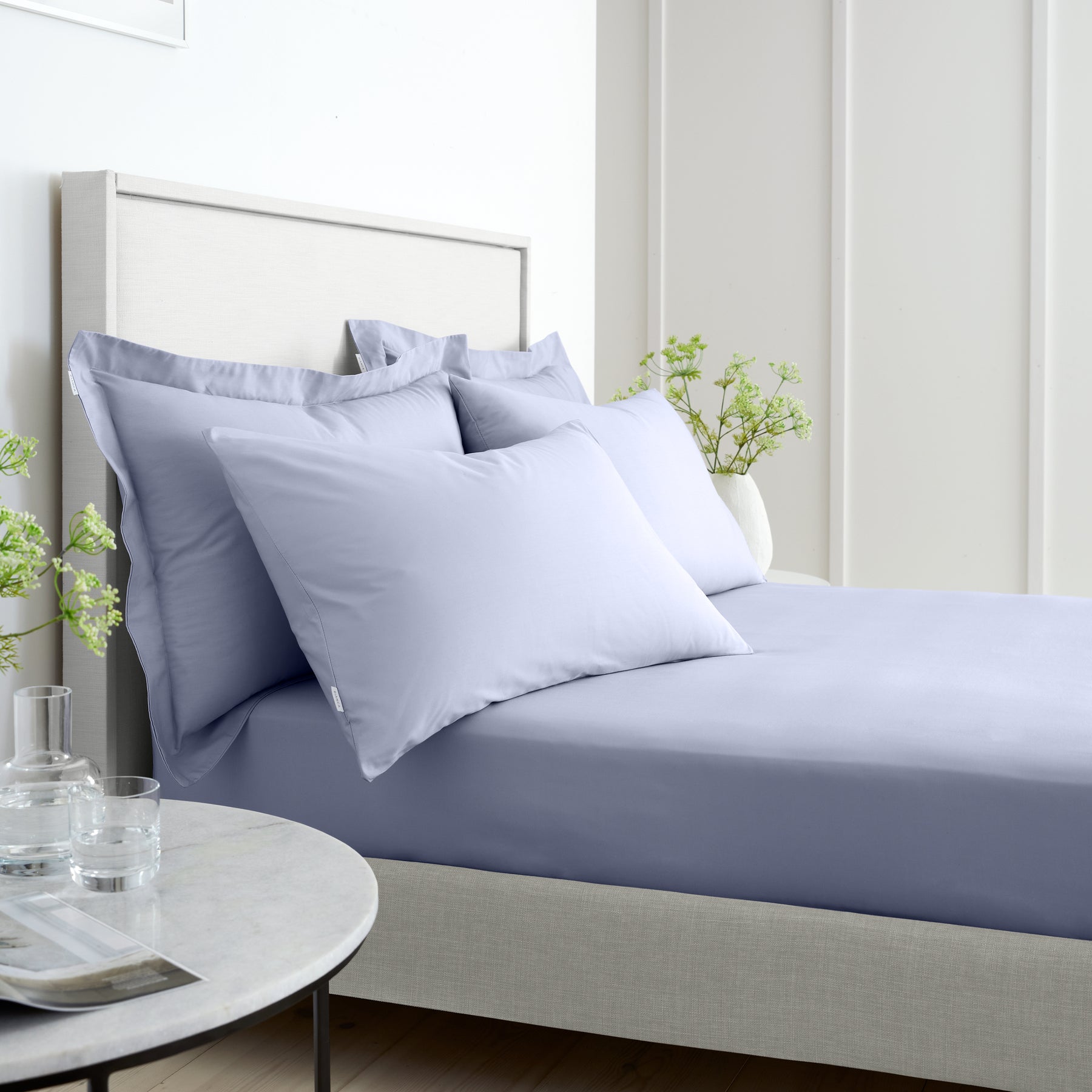 Bianca 200 Thread Count Cotton Percale Extra Deep Bed Linen Fitted Sheet Lavender