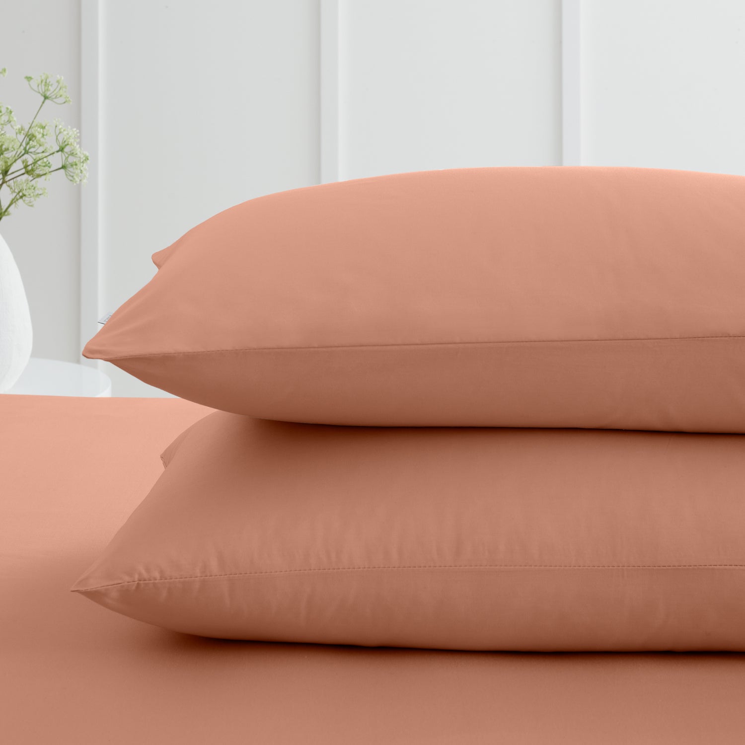 Bianca 200 Thread Count Cotton Percale Pair of Housewife Pillowcases Clay
